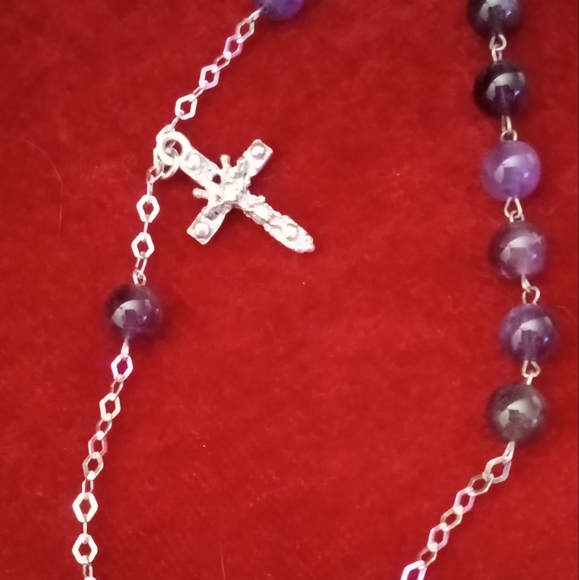 925 amethyst rosary bracelet with crucifix - Picture 8 of 13